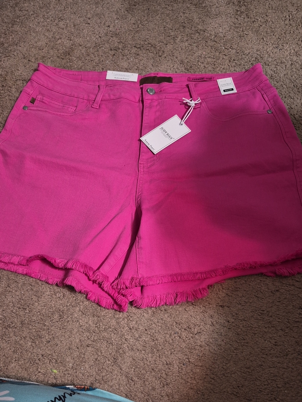 Judy Blue Bright Pink Frayed Hem Denim Shorts